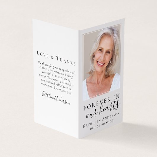 Für immer in unserer Gedenkkarte für Herzklopfen Visitenkarten (Vorderseite)