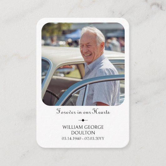 Für immer in unserer Hearts Foto Memorial Handout Begleitkarte (Vorderseite)