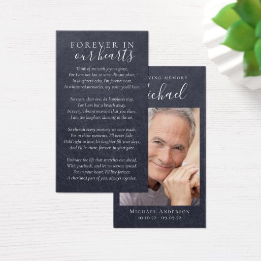 Für immer in unserer Herz-Foto-Gedenkkarte (Schreibtisch)