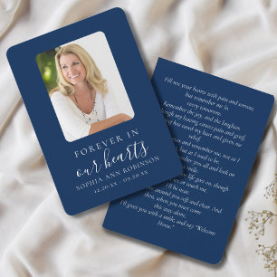 Für immer in unserer Herz Foto Memorial Blue Card