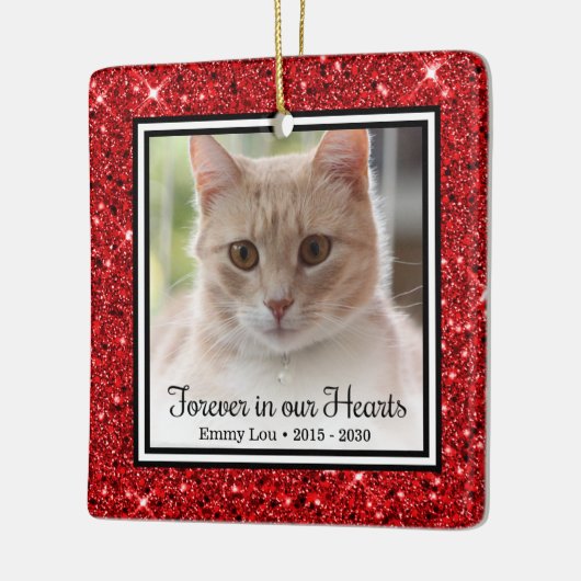 Für immer in unserer Herzkatze Keramikornament (Links)