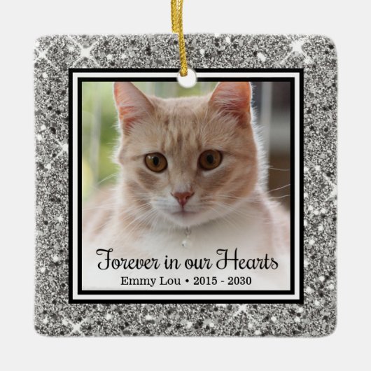 Für immer in unserer Herzkatze Keramikornament (Vorderseite)