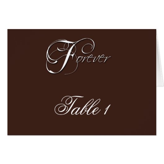 Für immer Initialen auf Espresso-Brown-Tischnummer (Vorderseite (Horizontal))