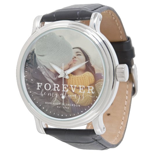 Für immer ist meine immer Liebe Hochzeitsskript Fo Armbanduhr (Schrägansicht)