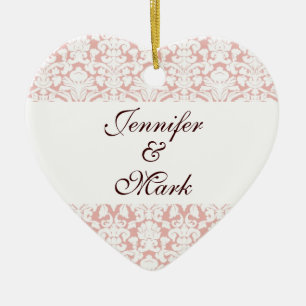 Für immer lieben wir die zartrosa, weiße Herzform. Keramik Ornament