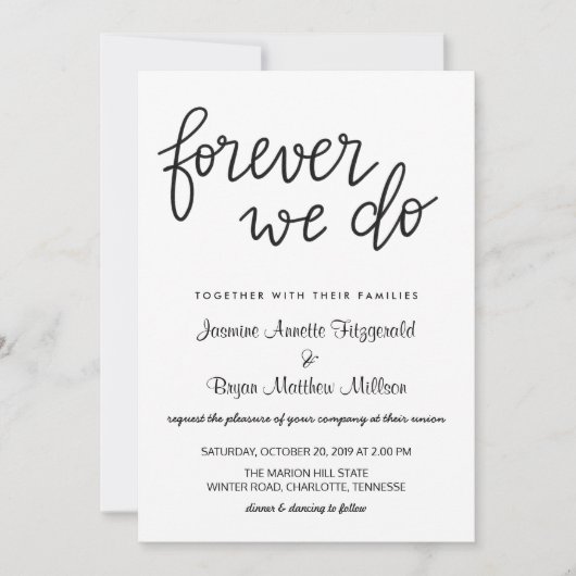 Für immer machen wir handgeschriebene Skripte für Einladung (Vorderseite)