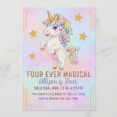 Für immer Magisches, Einhorn 4. Geburtstag Einladung (Vorderseite)
