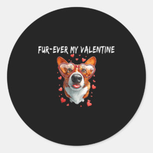 Für-immer mein Valentinstag süße Corgi Pfoten für Runder Aufkleber