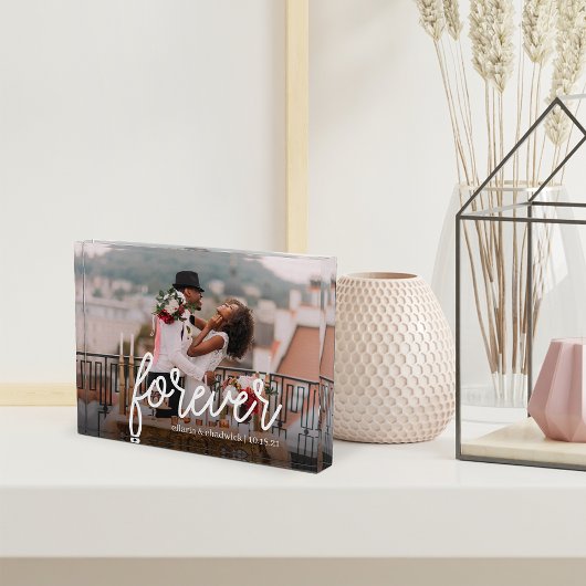 Für immer | Personalisierte Hochzeit oder Jahresta Fotoblock