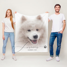 Für immer | Pet Memorial Custom Foto Dog Paw Print Fleecedecke