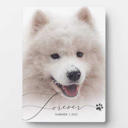 Für immer | Pet Memorial Custom Foto Dog Paw Print Fotoplatte (Vorderseite)