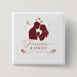 Für immer & Romantisches Paar Valentinstag Quadrat Button