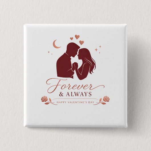 Für immer & Romantisches Paar Valentinstag Quadrat Button (Vorderseite)