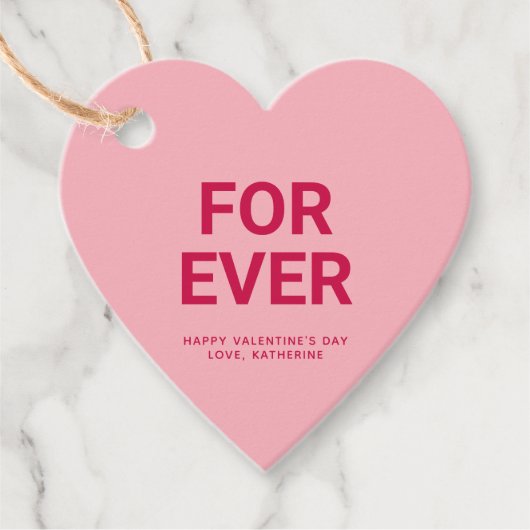 Für immer rosa Herzchen niedlich Valentinstag Brau Geschenkanhänger (Vorderseite)