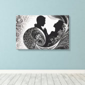 Für immer: Schwarz & Weiß Kiss Kunst Leinwanddruck (Insitu (Holzboden))