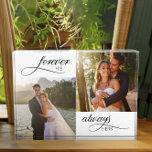 Für immer seine immer elegante Hochzeit Fotoblock<br><div class="desc">Eleganter Foto Block mit Hochzeitskalligraphie und Fotos. Ihre Hochzeitsstifte werden in quadratischem Format dargestellt und die Schrift lautet "ewig seine,  immer ihre". Liebliches Foto-Geschenk für frisch verheiratete oder verheiratete Ehepaare.</div>