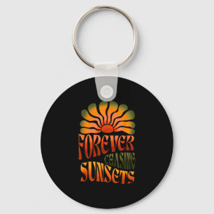 Für immer Sonnenuntergänge jagen Retro-Sommer-Fami Schlüsselanhänger