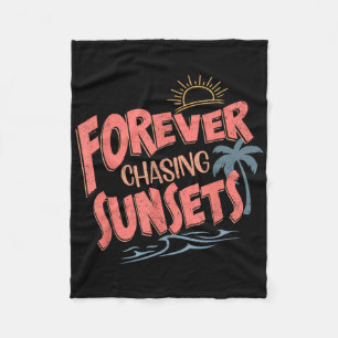 Für immer Sonnenuntergänge jagen Retro Vintage Som Fleecedecke