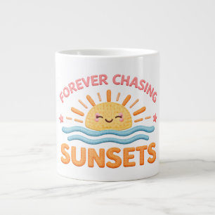 Für immer Sonnenuntergänge jagend, süß lächelnd Jumbo-Tasse
