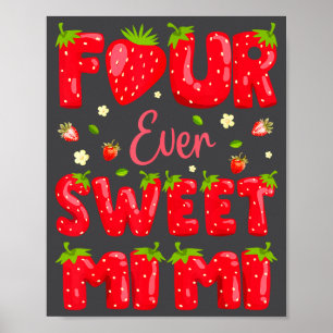 Für immer süße Mimi Strawberry Berry 4. Geburtstag Poster