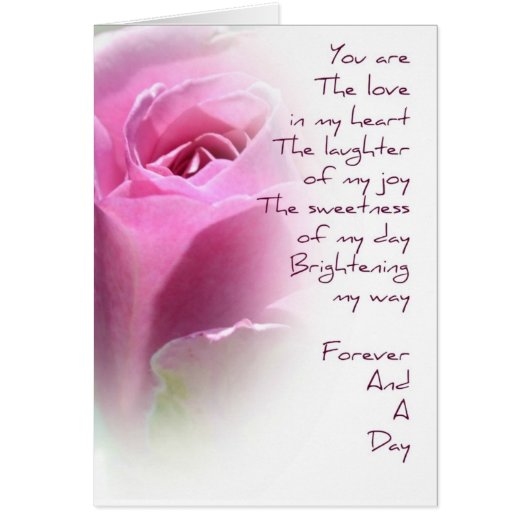 Für immer und eine TagesRosen-Gedicht-Karte (Vorne)