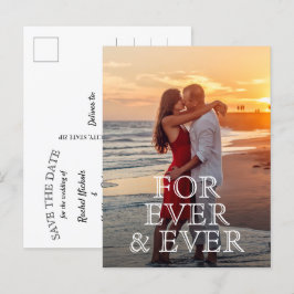 Für immer und immer eine weiße Texthochzeit speich Ankündigungspostkarte