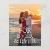 Für immer und immer eine weiße Texthochzeit speich Ankündigungspostkarte (Vorderseite)