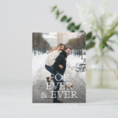 Für immer und immer eine weiße Texthochzeit speich Ankündigungspostkarte (Stehend Vorderseite)