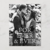 Für immer und immer eine weiße Texthochzeit speich Ankündigungspostkarte (Vorderseite)