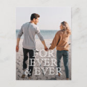 Für immer und immer eine weiße Texthochzeit speich Ankündigungspostkarte (Vorderseite)