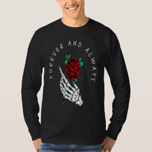 Für immer und immer Hand Rosen Skelett Tatto Stil T-Shirt