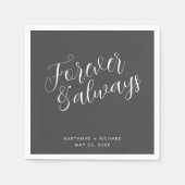 Für immer und immer Script Gray Wedding Napkins Serviette (Vorderseite)