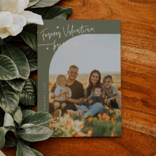 Für immer US Script Sage Grün Valentinstag Foto Feiertagskarte