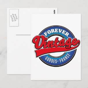 für immer Vintage Gordes Frankreich Logo Postkarte