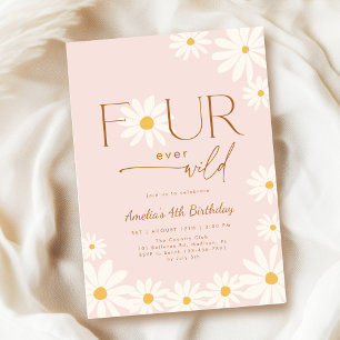 Für immer Wilde Daisy Florale 4. Geburtstagsfeier Einladung