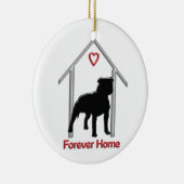 Für immer Zuhause schwarzes Pitbull Logo Keramik Ornament (Rechts)