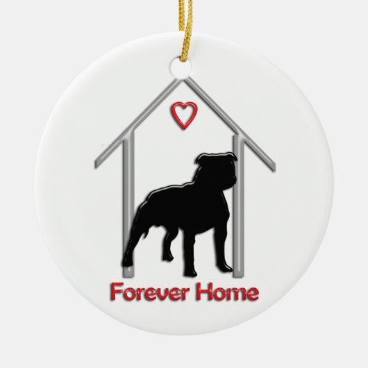 Für immer Zuhause schwarzes Pitbull Logo Keramik Ornament (Vorne)