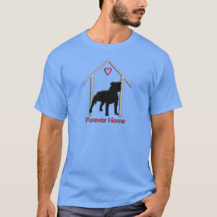 Für immer Zuhause schwarzes Pitbull Logo T-Shirt