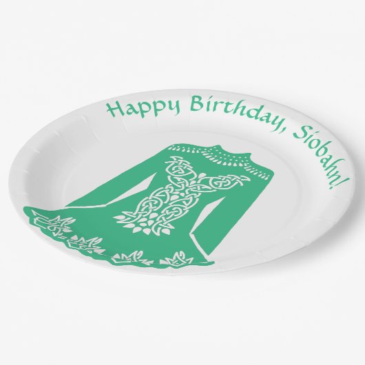 Für irische Tänzer "Green Dancing Dress Custom Par Pappteller (Schrägansicht)