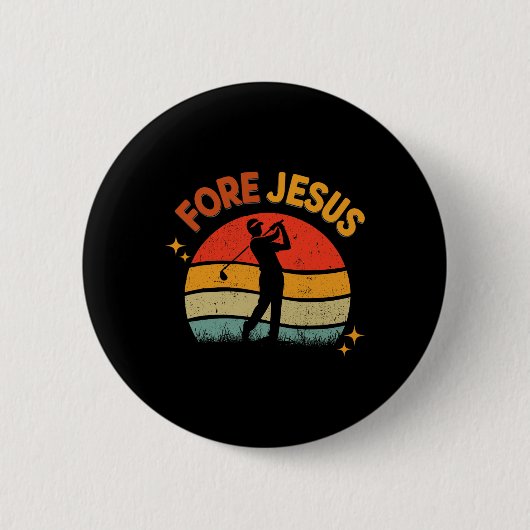 Für Jesus Christliches Golf Retro 70er Religiöses Button (Vorderseite)