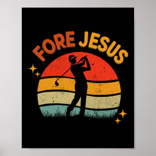 Für Jesus Christliches Golf Retro 70er Religiöses Poster