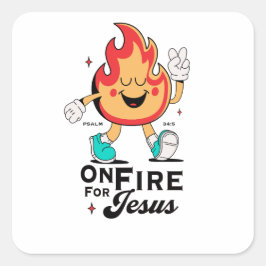 Für Jesus entflammt Psalm 34,5 Süßer Flammen-Chara Quadratischer Aufkleber
