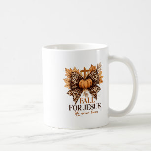 Für Jesus fallen Er verlässt nie Bow Thanksgiving Kaffeetasse