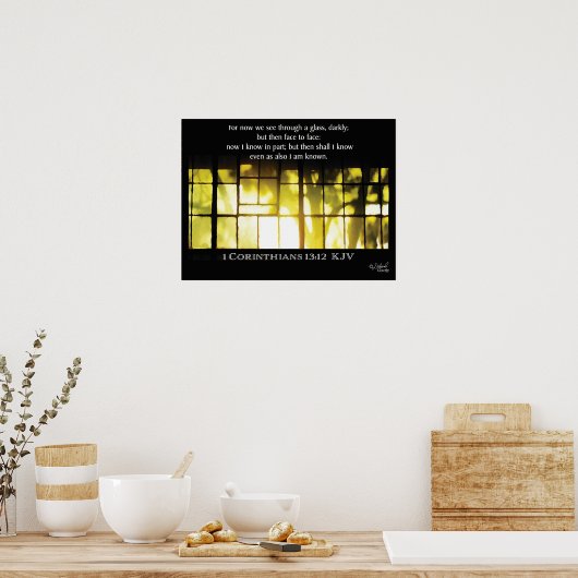 "Für jetzt sehen wir durch ein Glas dunkel" Poster (Küche)