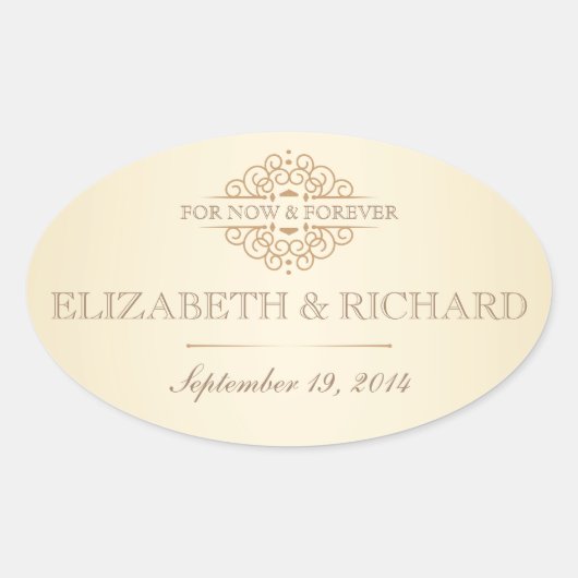 Für jetzt und für immer Hochzeitstempel Ovaler Aufkleber (Vorderseite)