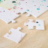 Für Joy Watercolor Blue Floral Art werben Puzzle (Seite)