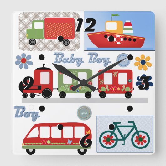 Für Junge Quadratische Wanduhr (Vorderseite)