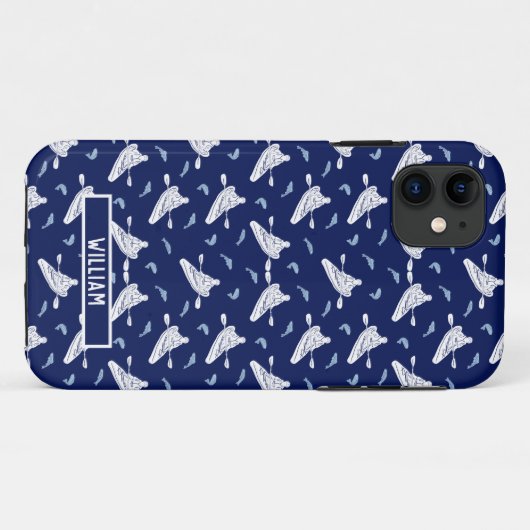 Für Kayakers Personalisiert Navy Blue Kayak Case-Mate iPhone Hülle (Rückseite (Horizontal))