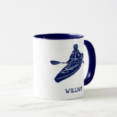 Für Kayakers Personalisiert Navy Blue Kayak Tasse (VorderseiteRechts)