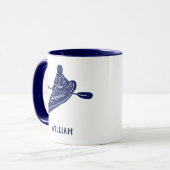 Für Kayakers Personalisiert Navy Blue Kayak Tasse (Vorderseite Links)